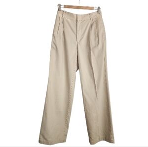 Aritzia TNA Pleated Wide-leg‎ High Waisted Khaki Chinos Pants Sz 4